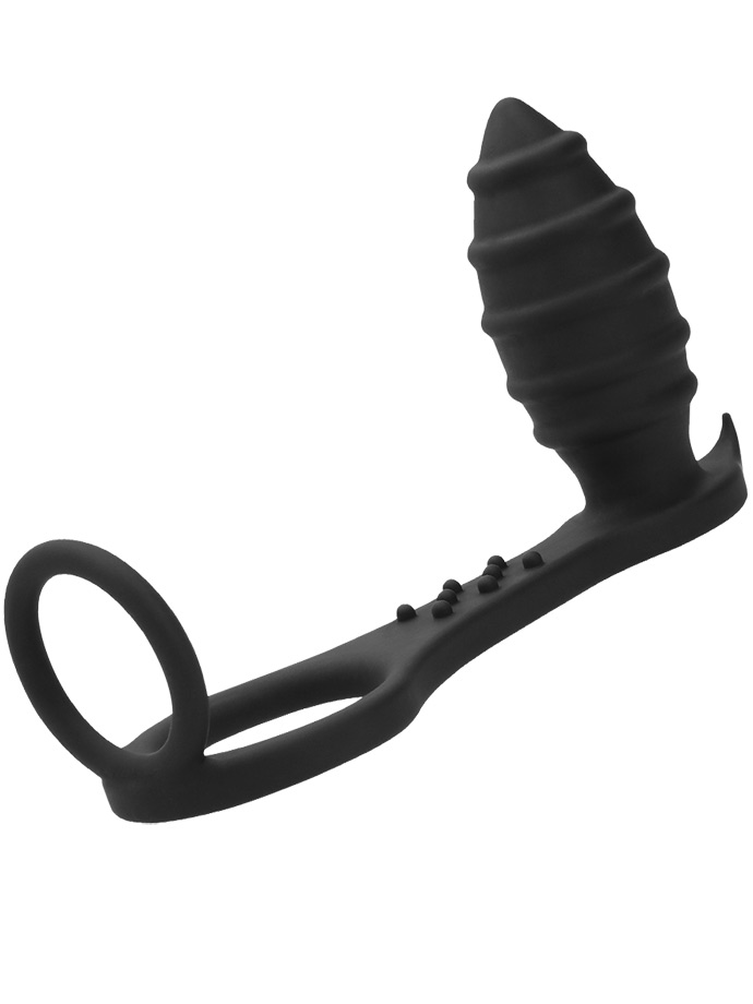 Butt Plug with Cock Ring and Ball-Strap black - SONO No. 55