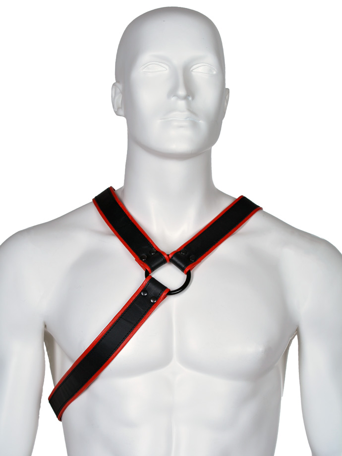 Gladiator Leder Harness Y-Style - Schwarz/Rot