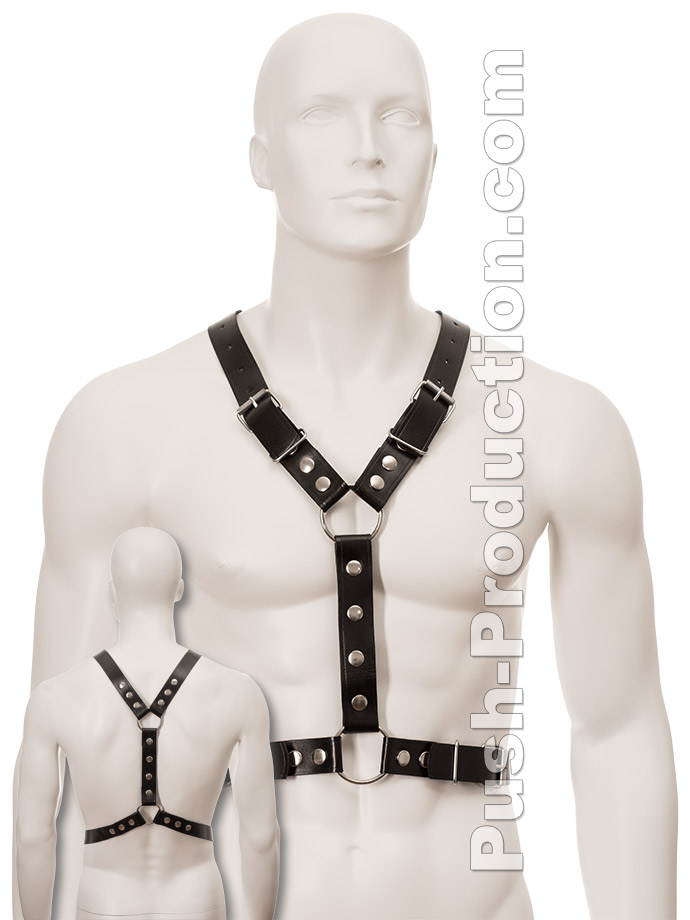 Black Leather Harness with Metal Spots