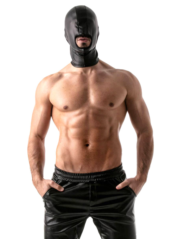 Leather Open Mouth Hood - Black