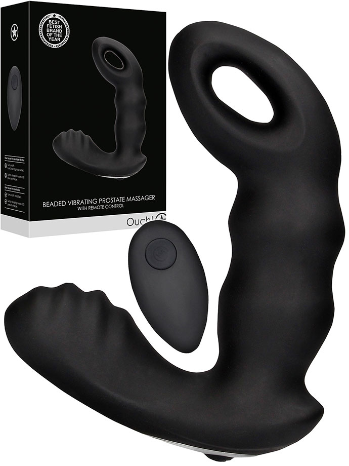 OUCH! Beaded Vibrating Prostate Massager - Schwarz