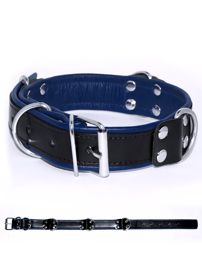 Deluxe Bondage Halsband - Schwarz/Blau
