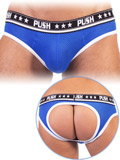 Push Underwear - Premium Mesh Hole Brief - Royal/White