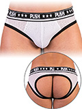 Push Underwear - Premium Mesh Hole Brief - White/Black